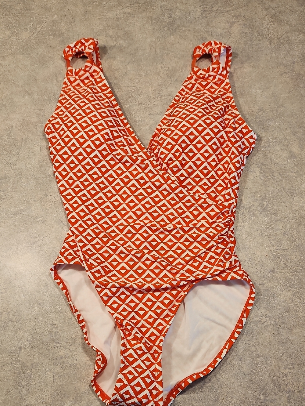 Carmen Marc Valvo Orange Geo One-Piece Swimsuit for Kids